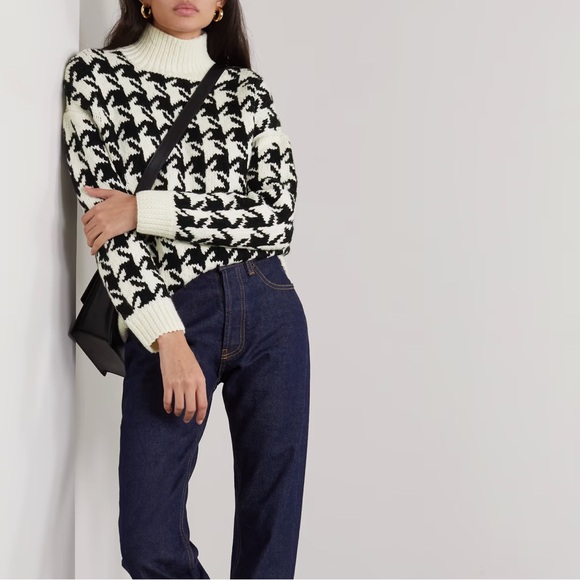 Nili Lotan black & white houndstooth Juliette wool turtleneck sweater - XS - Picture 2 of 4